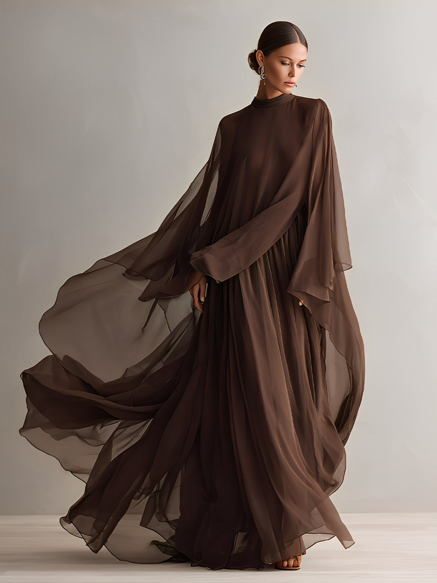Maria | Rich Brown Chiffon Dress