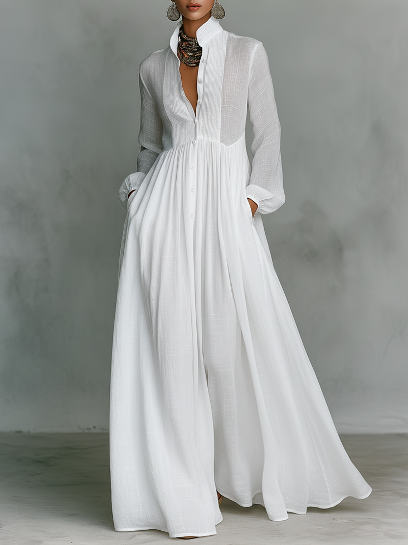 Agnes | Cotton Linen Patchwork Single-breasted