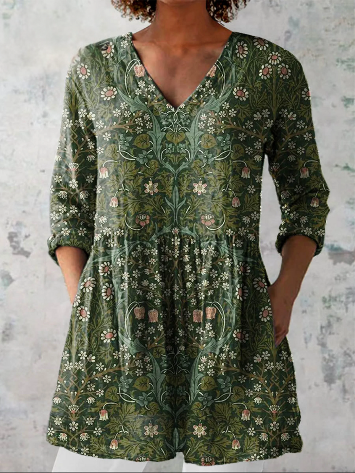 Julie™ | Long Blouse with V-Neck