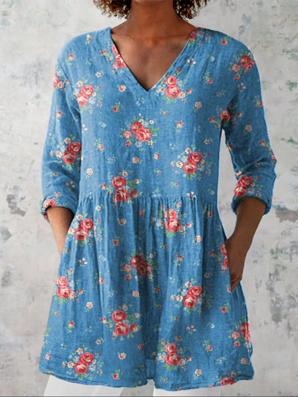 Melanie™ | Long Blouse with V-Neck