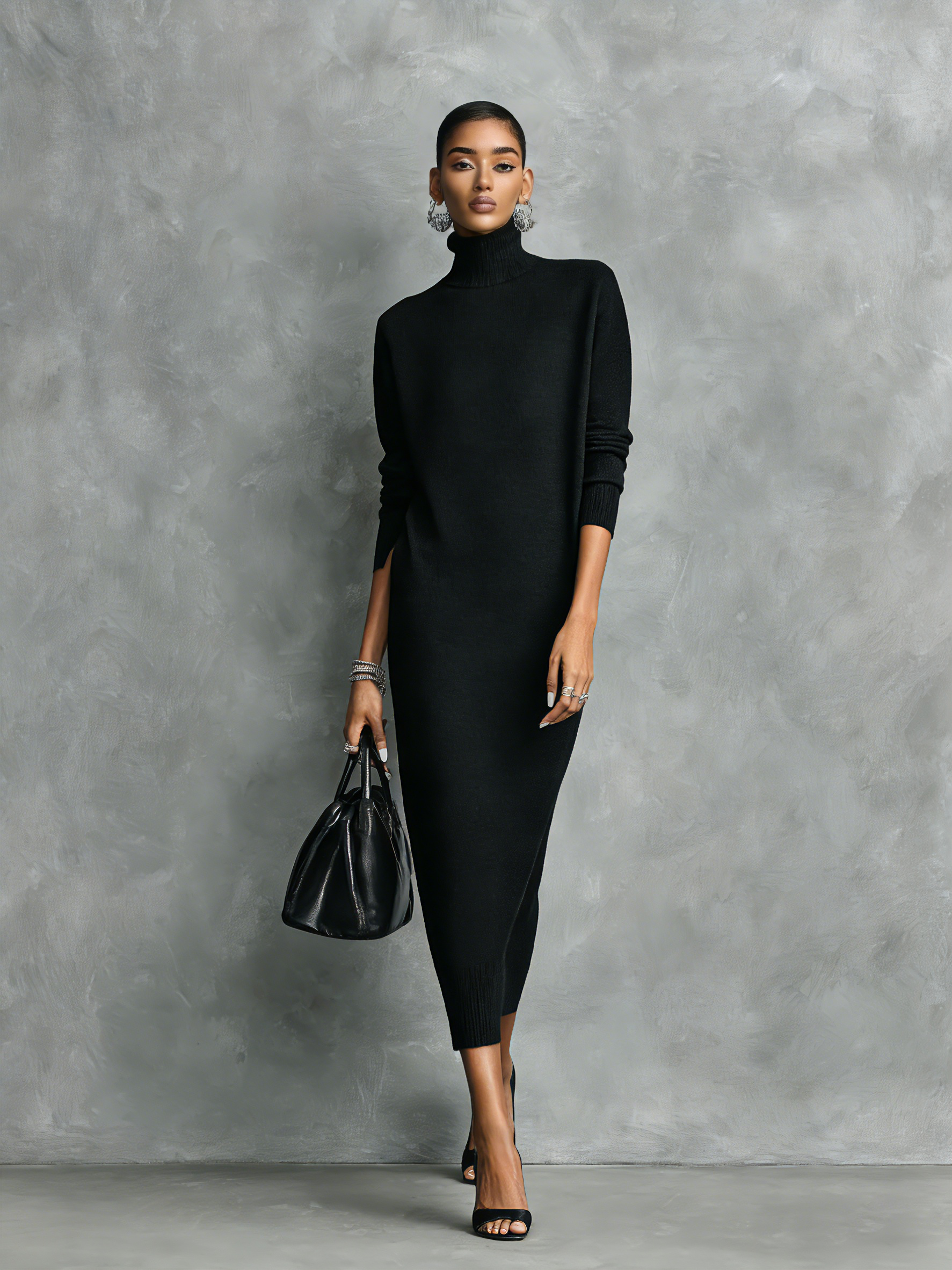 Anastasia | Elegant Black Knitted Turtleneck