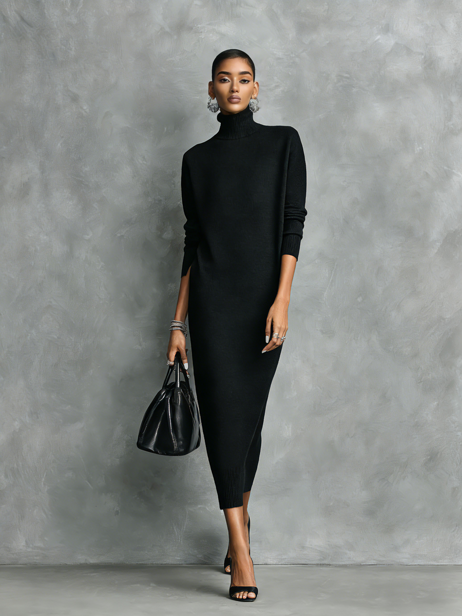 Anastasia | Elegant Black Knitted Turtleneck