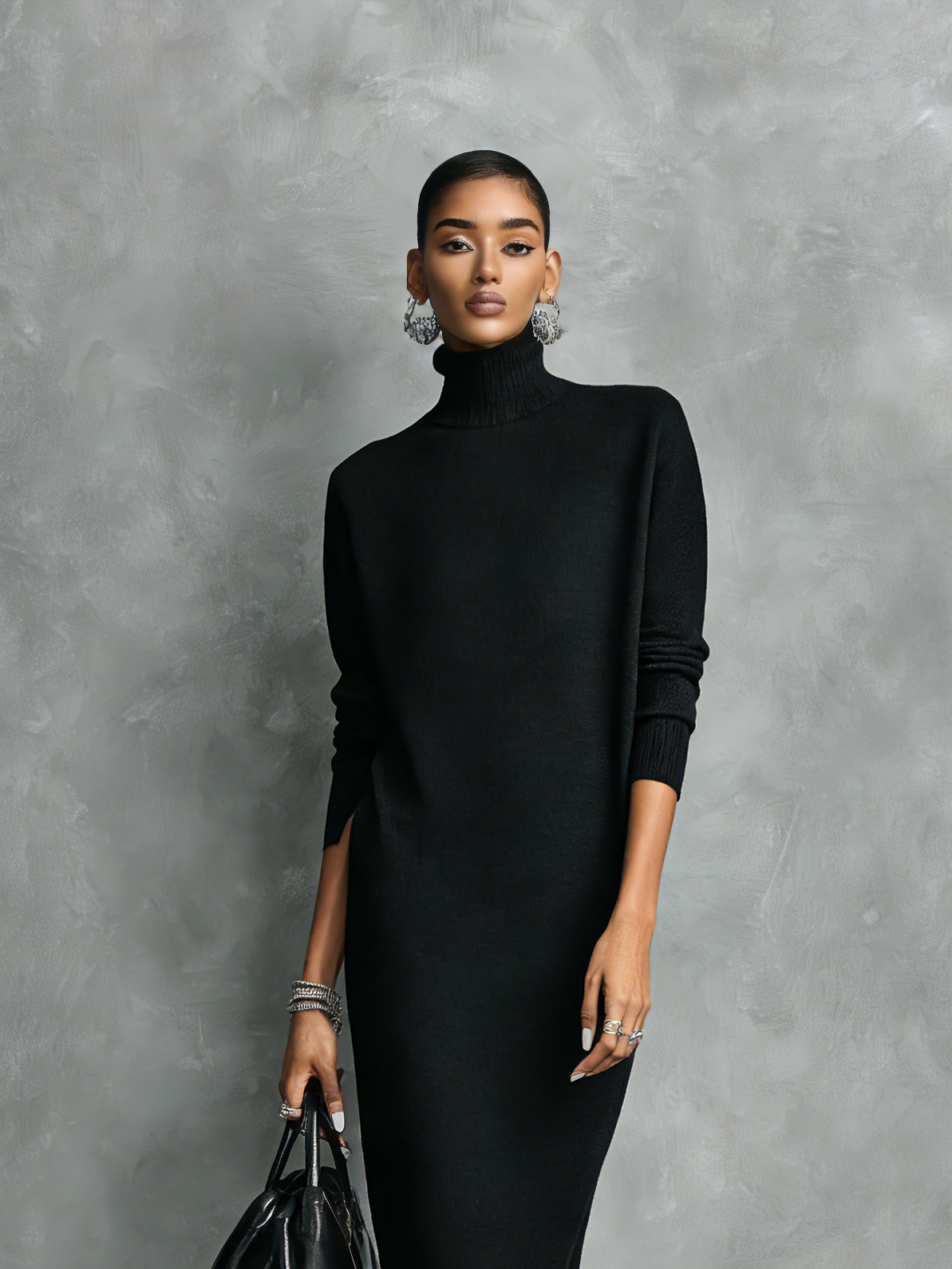 Anastasia | Elegant Black Knitted Turtleneck