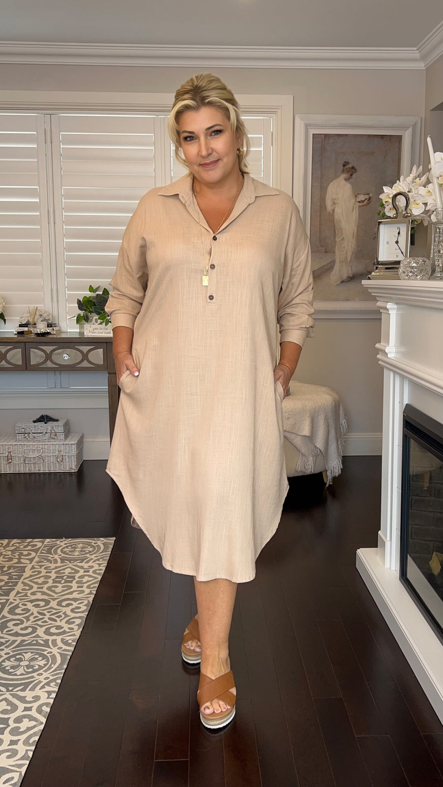 Sara | Linen Shirt Dress in Dusk