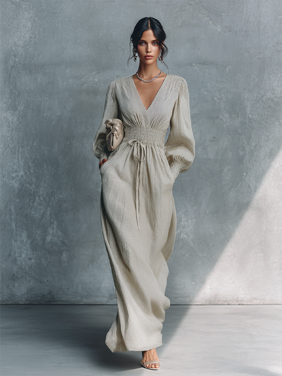 June | Beige Cotton Linen Striped