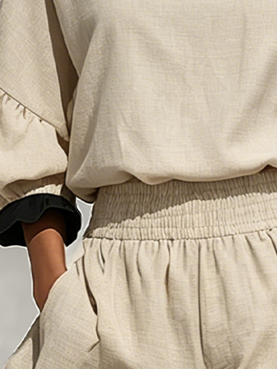 Blythe | Women’s Beige Linen-Blend Contrast