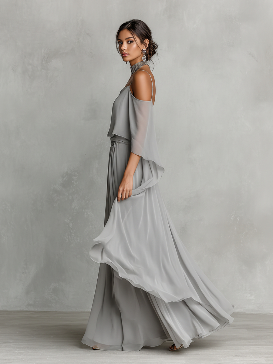 Beatrice | Grey Breathable Chiffon Set