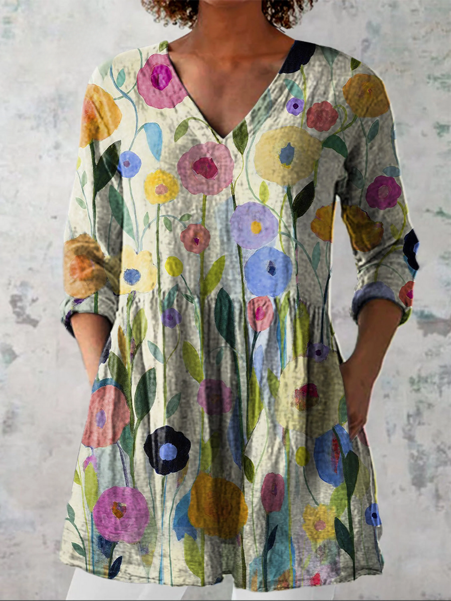Louise™ | Long Blouse with V-Neck