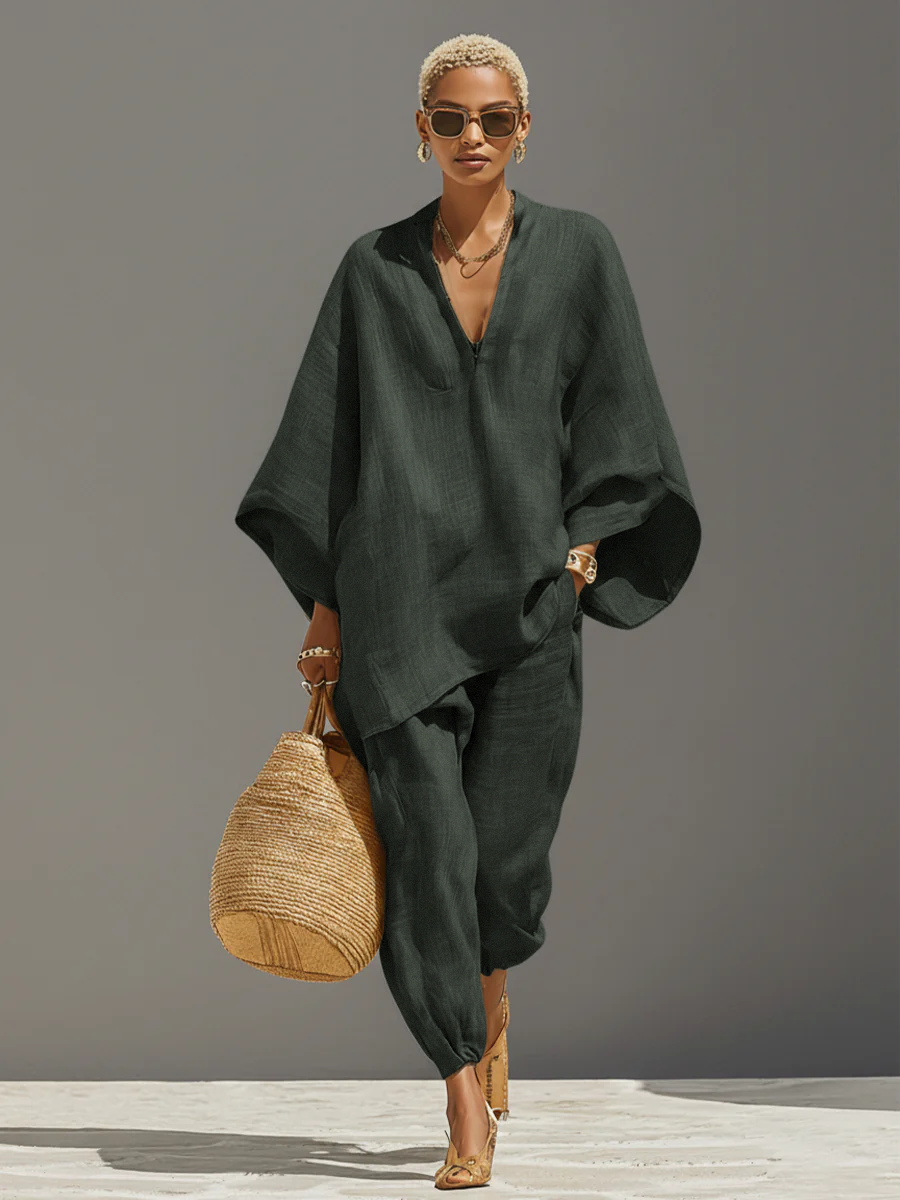 Arabella | Neutral Linen Set Asymmetric