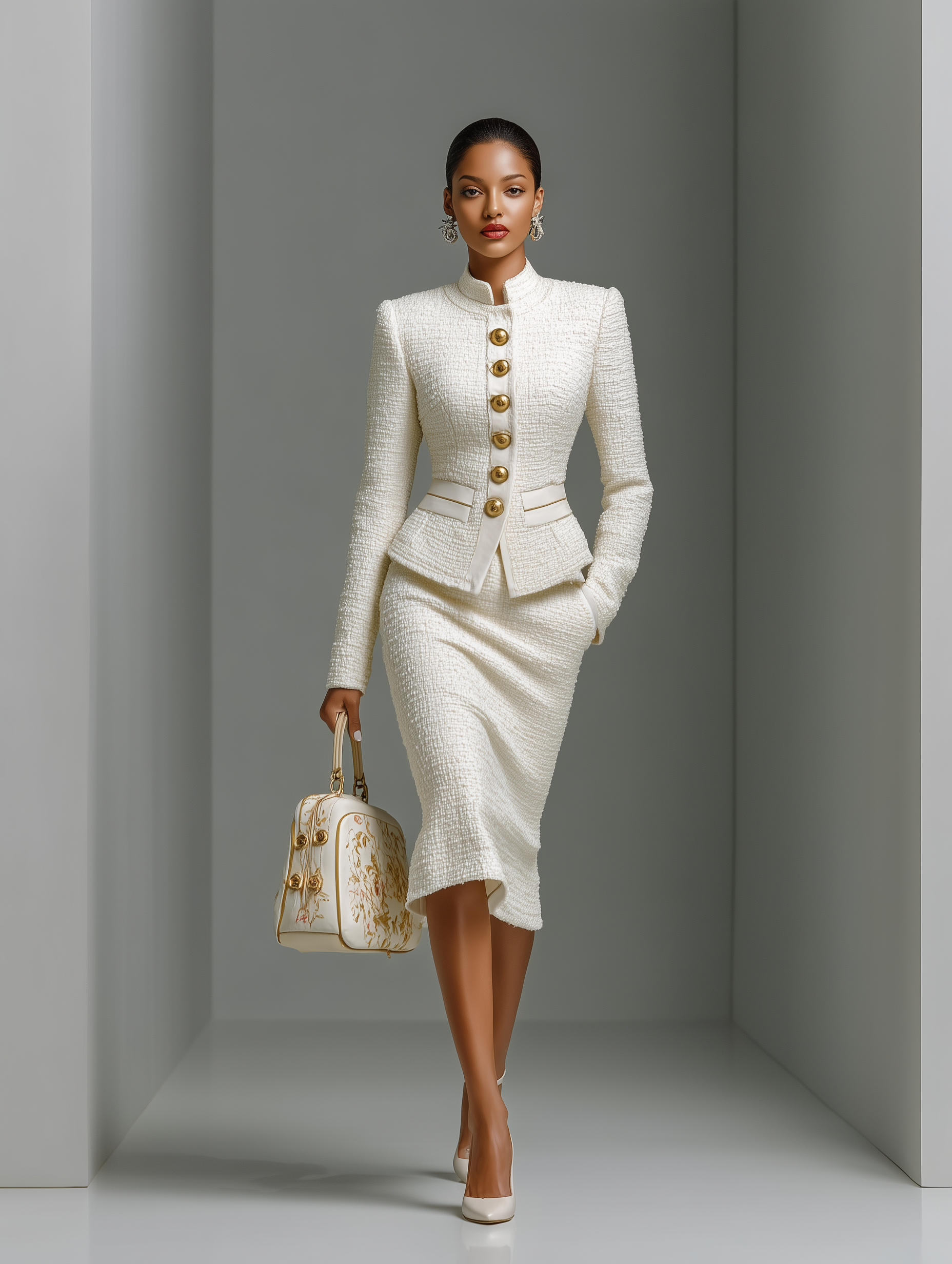 Becca | White Chanel-style Tweed Business