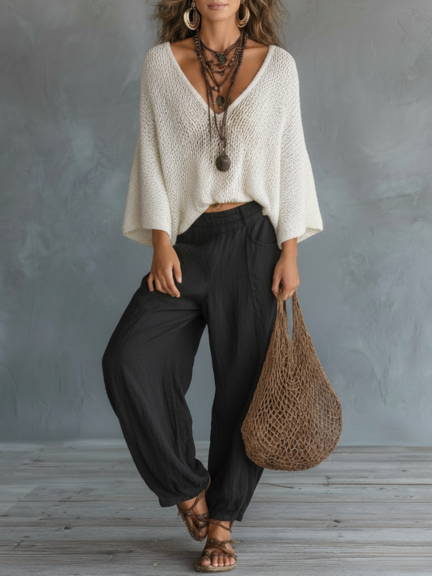 Asha | Lightweight Cape-sleeved Sweater Harem