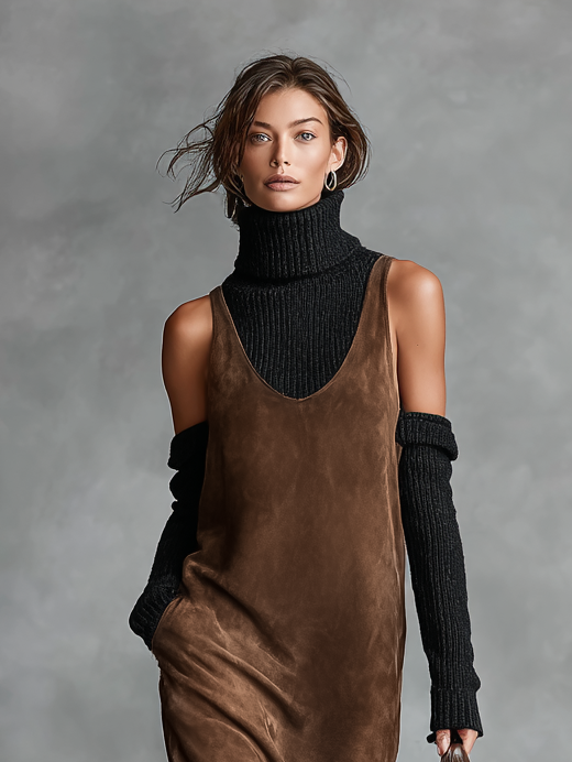 Sofia | Retro Simple Suede U-Neck