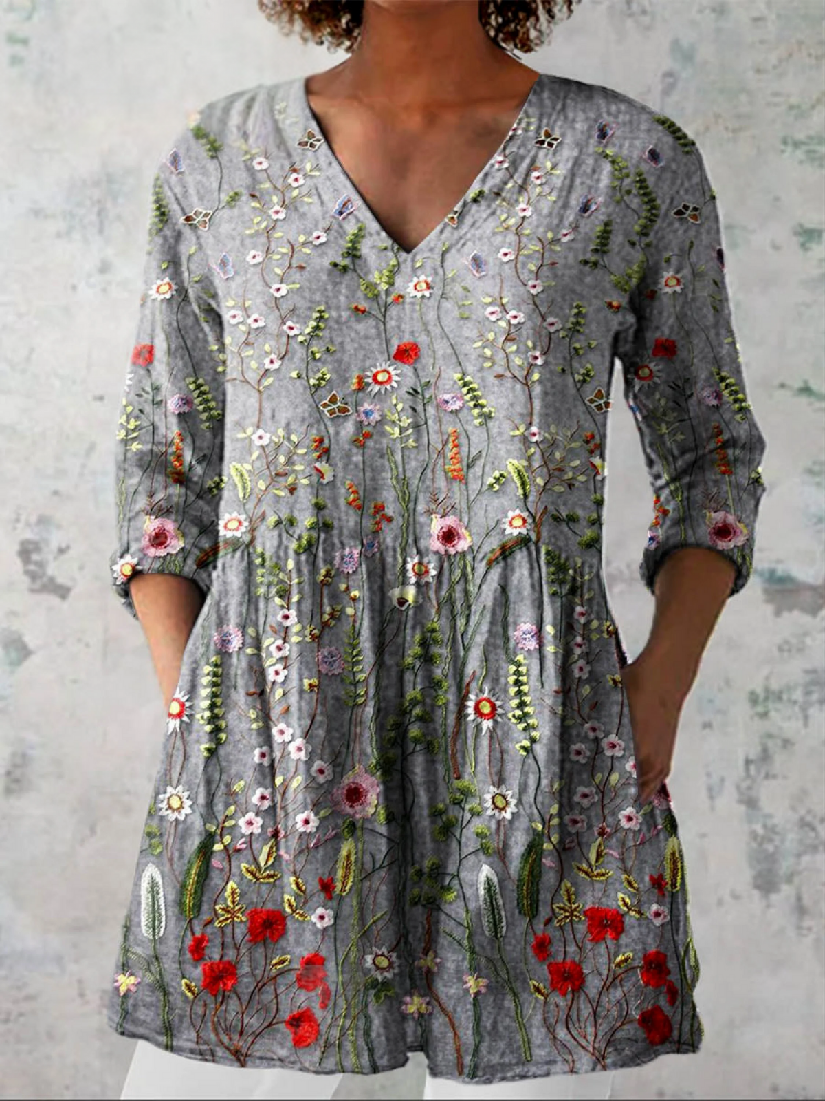 Amelie™ | Long Blouse with V-Neck