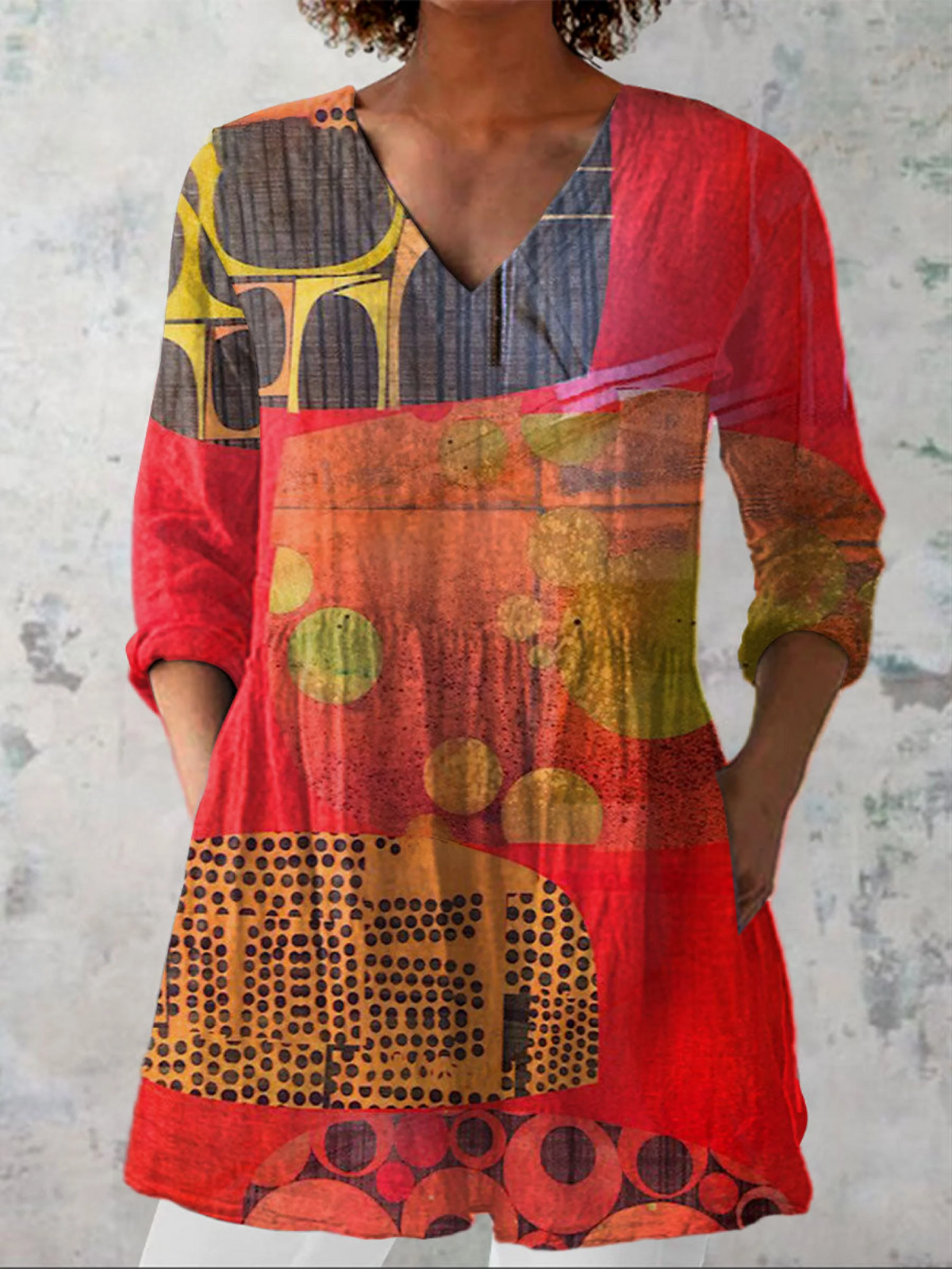 Lucie™ | Long Blouse with V-Neck