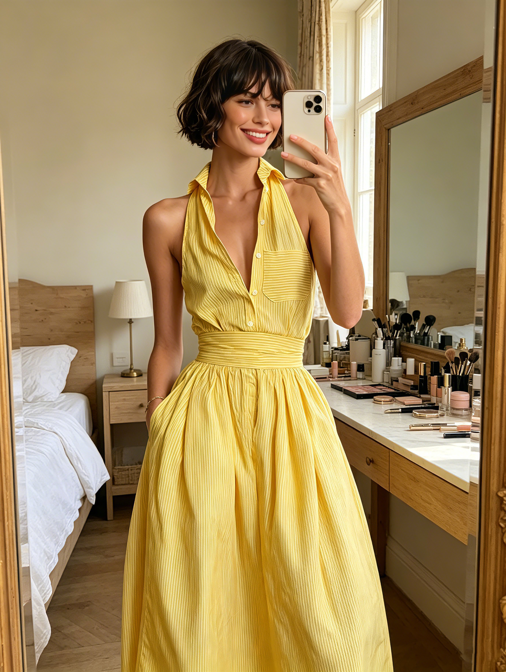 Briar | Striped Lapel Sleeveless Maxi