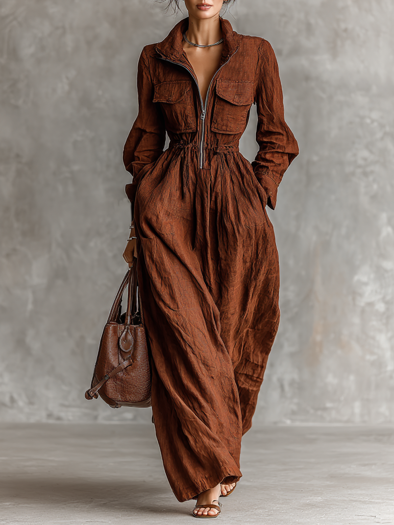 Adele | Cotton Linen Zipper Lapel