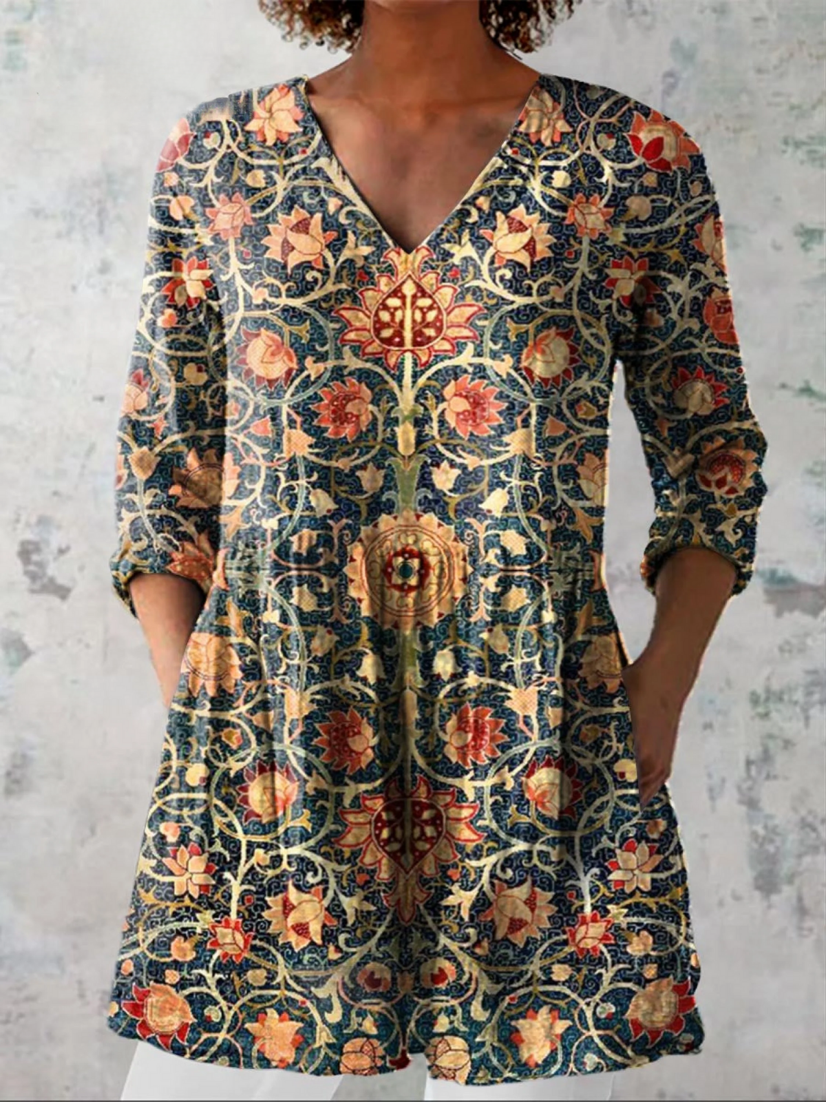 Celine™ | Long Blouse with V-Neck
