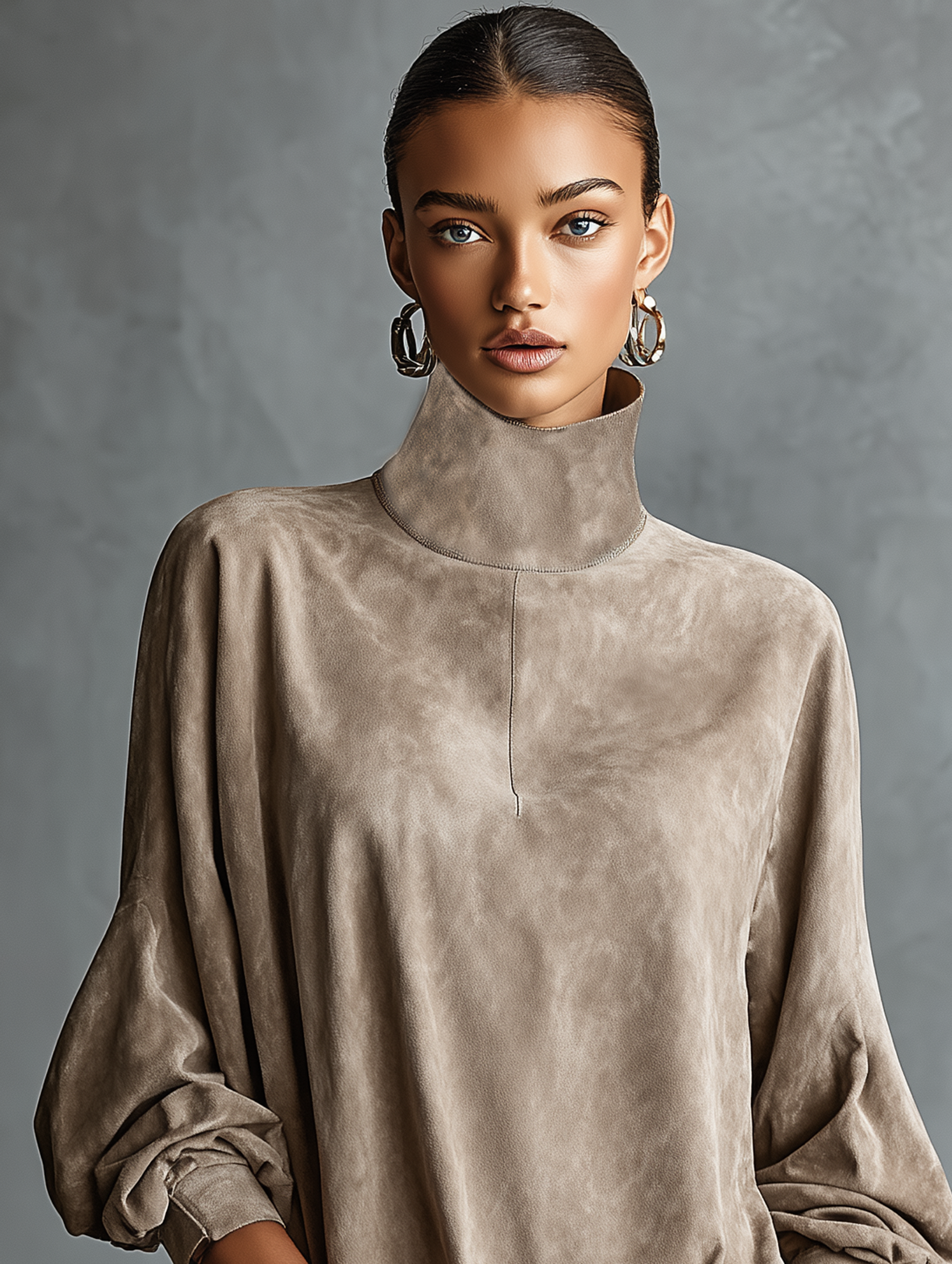 Leila | Loose-fitting Faux Suede High-neck