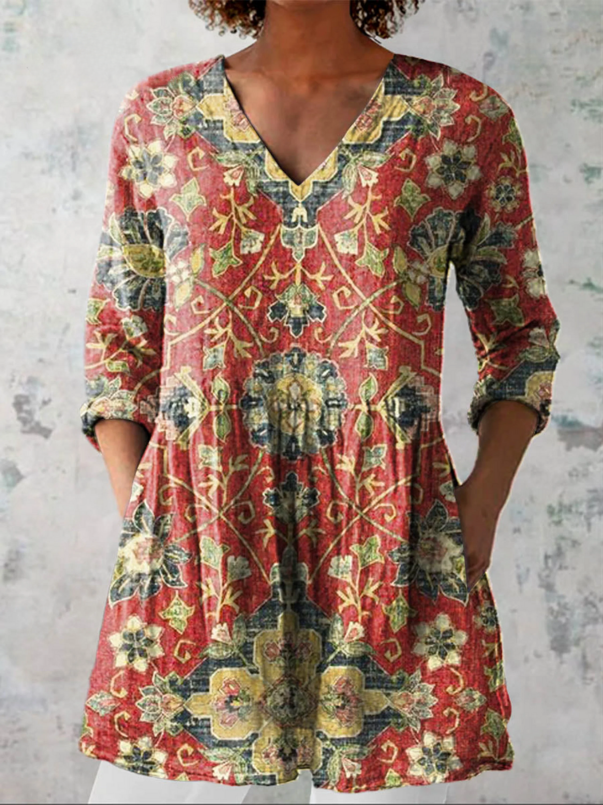 Lea™ | Long Blouse with V-Neck