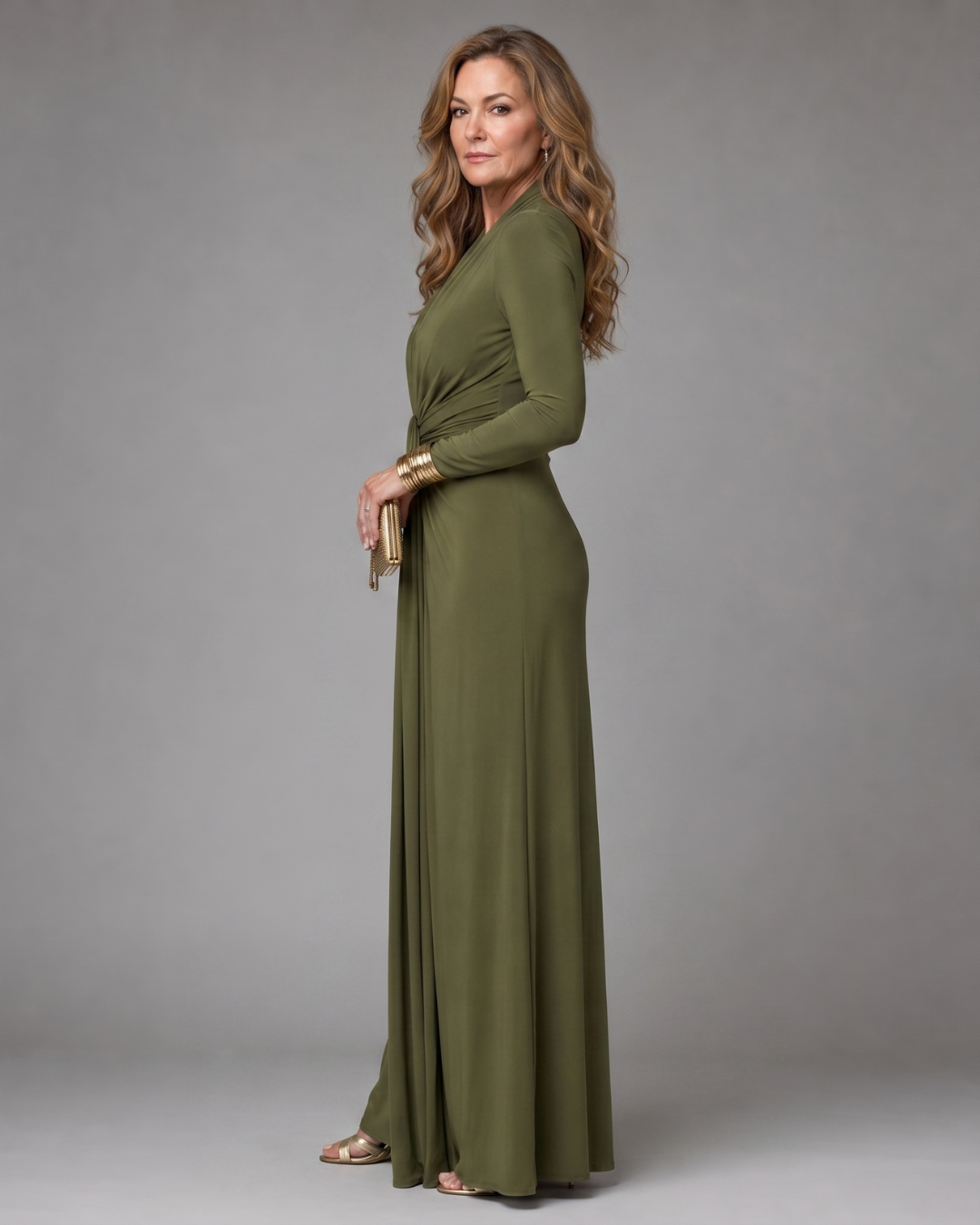 VIMMER | Deep V-Neck Maxi Dress