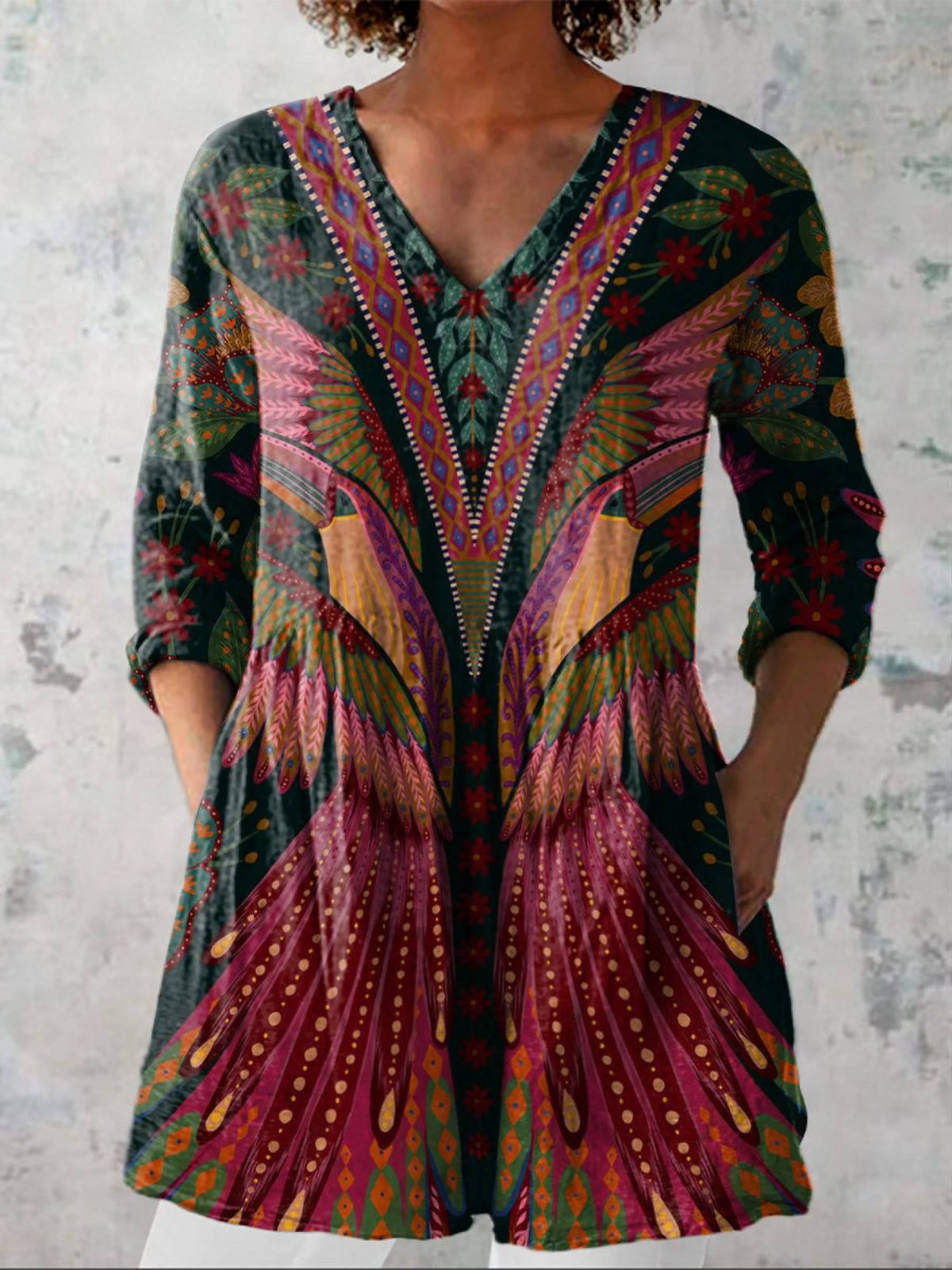 Manon™ | Long Blouse with V-Neck