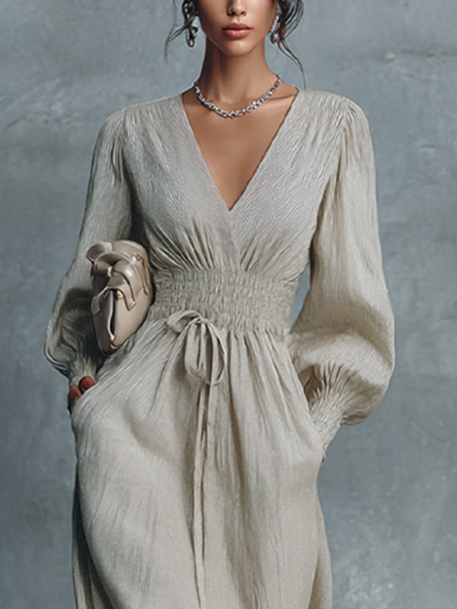June | Beige Cotton Linen Striped