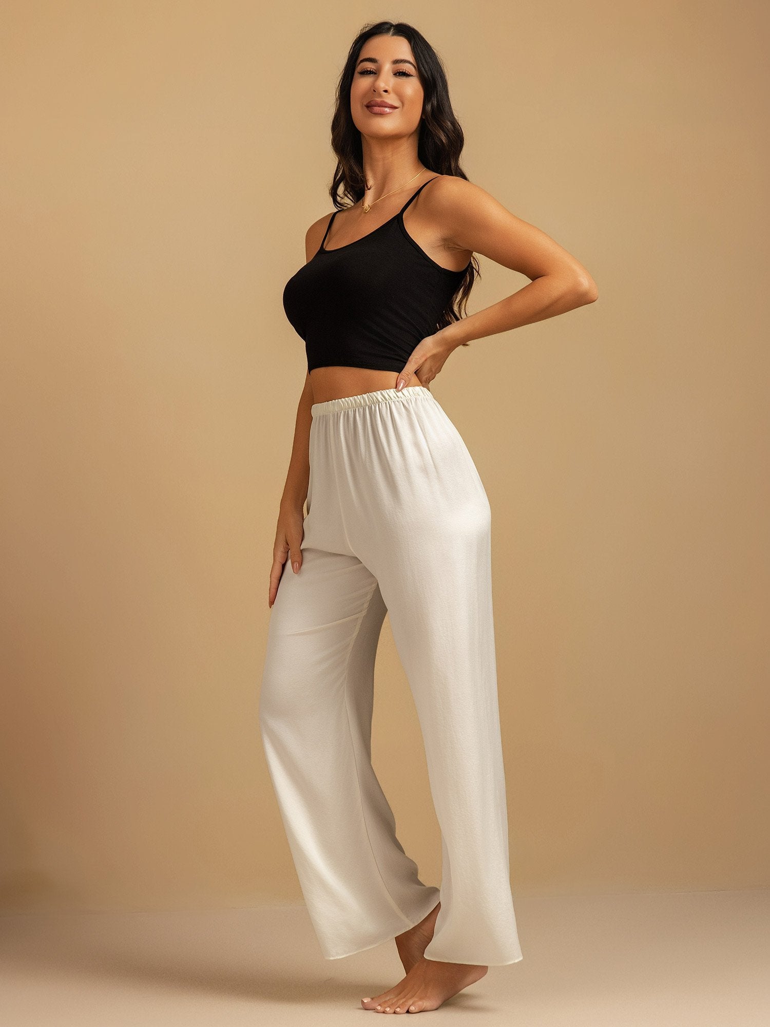 Clare | Wide-Leg Silk Trousers