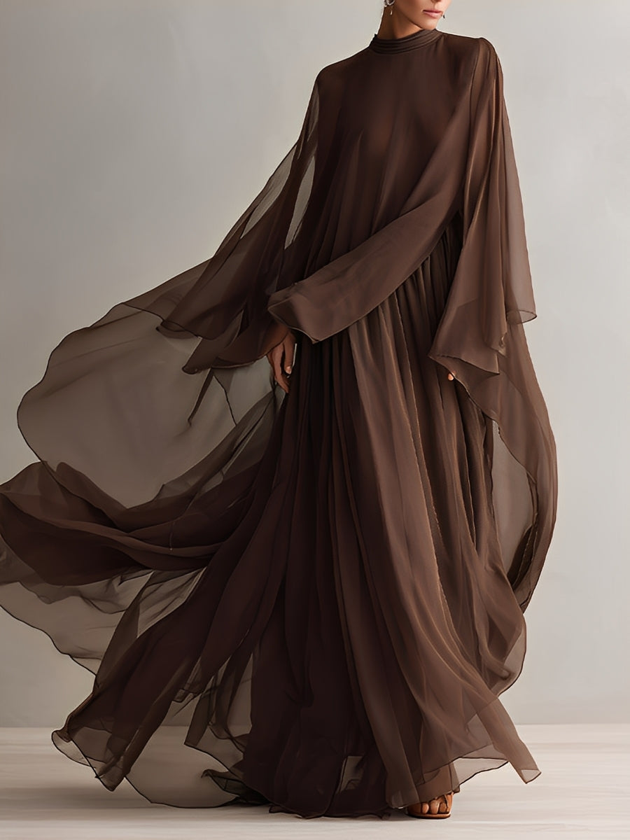 Maria | Rich Brown Chiffon Dress