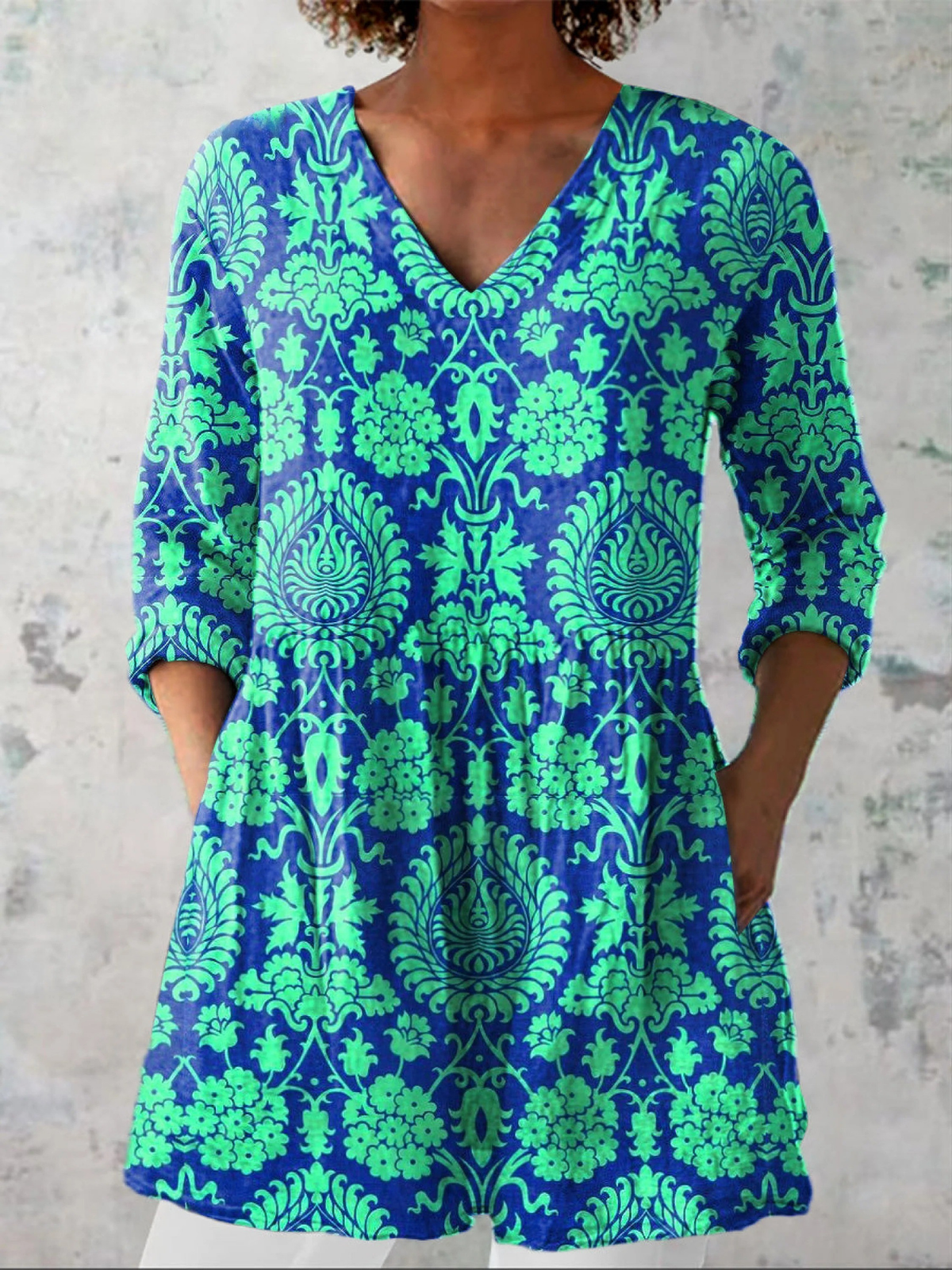 Ines™ | Long Blouse with V-Neck