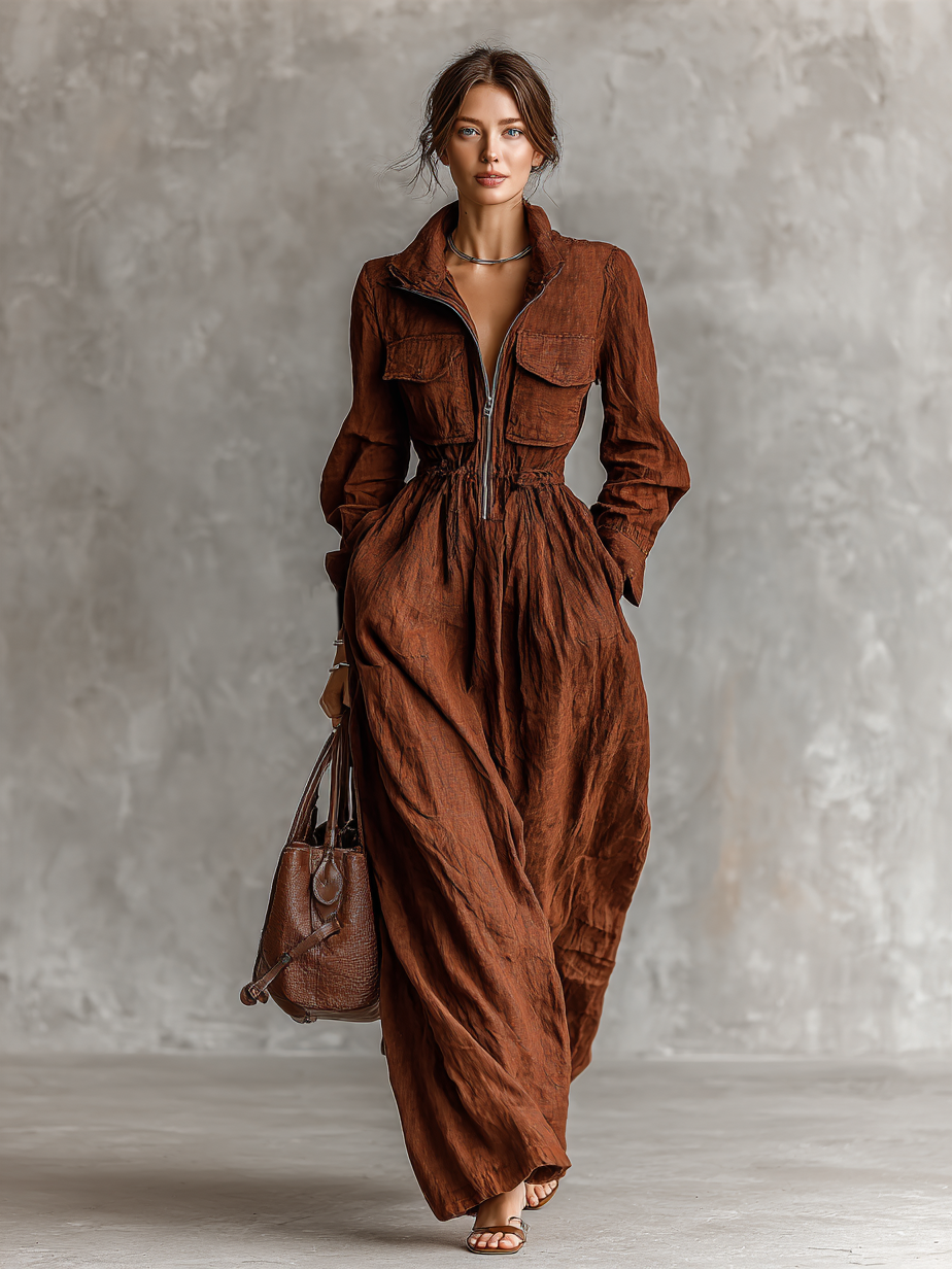 Adele | Cotton Linen Zipper Lapel