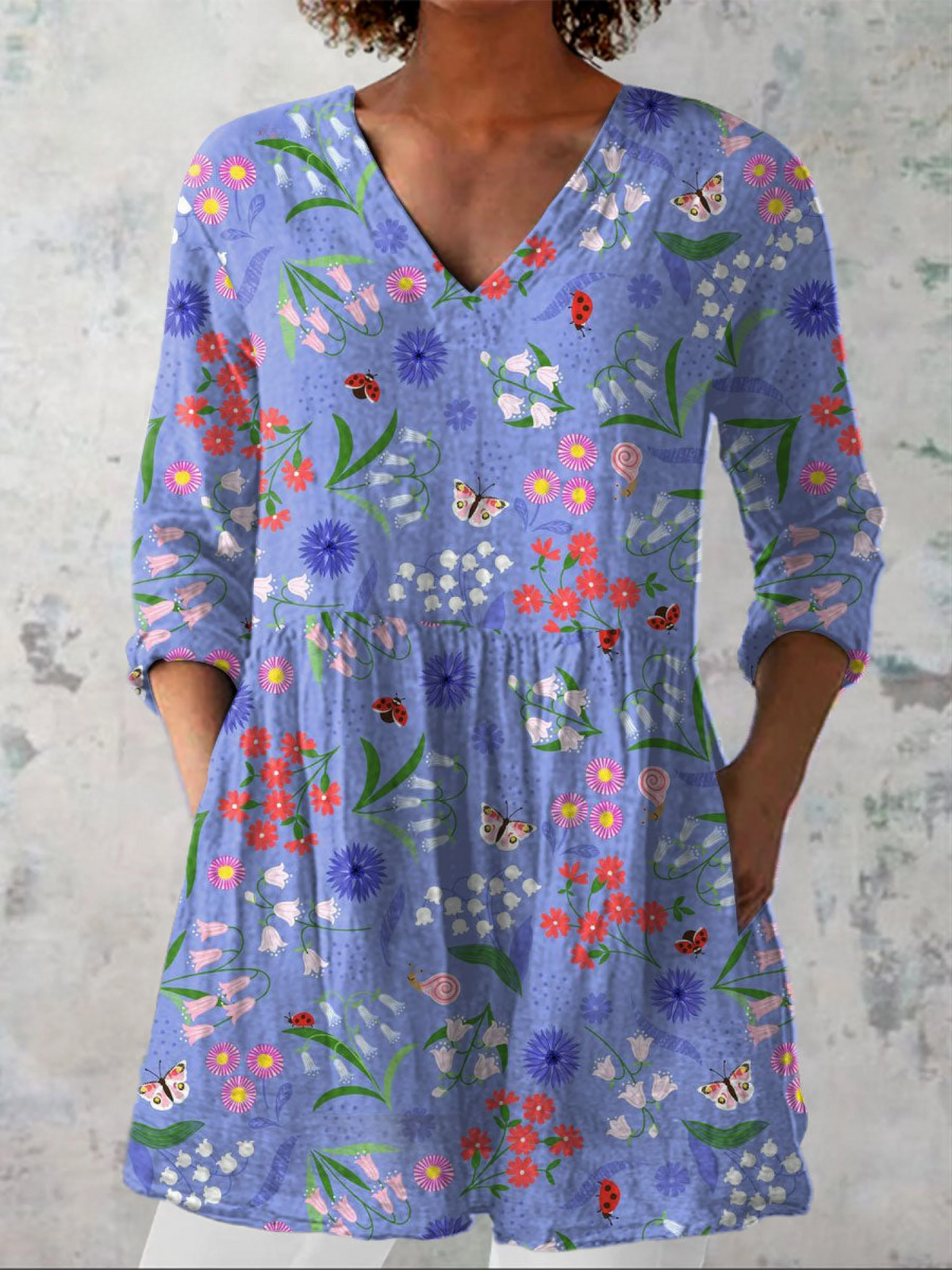 Aline™ | Long Blouse with V-Neck