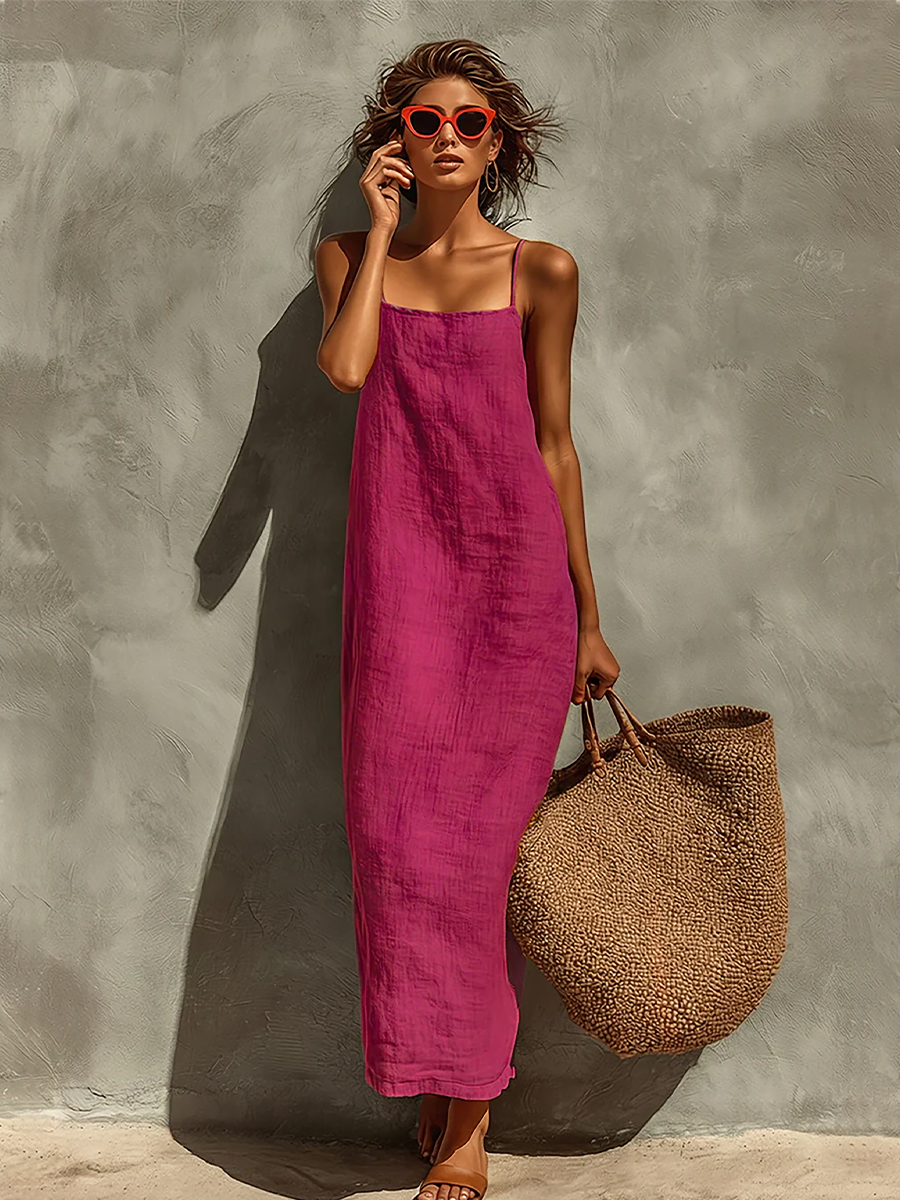 Agatha | Red Cotton Dress Spaghetti