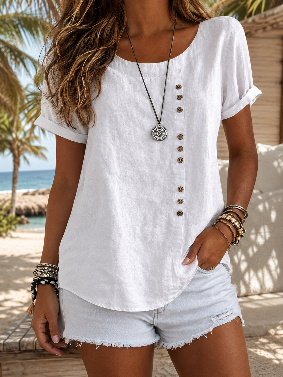 Cleo | 100% Button Cotton Top
