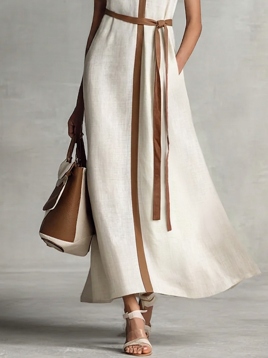 Bella | Sleeveless V-Neck Tie-Waist Cotton