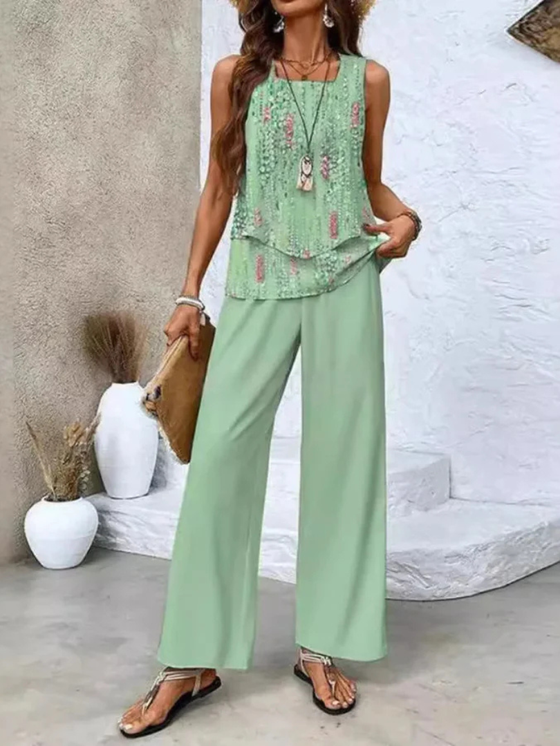 Ovelynra™ | Sleeveless Top and Wide Trousers
