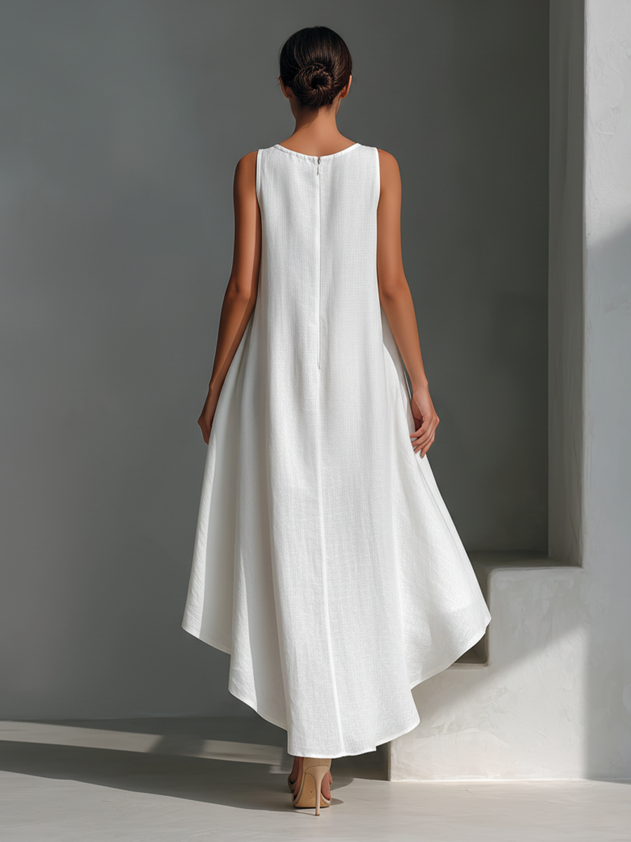 Avery | White Linen Fabric Sleeveless