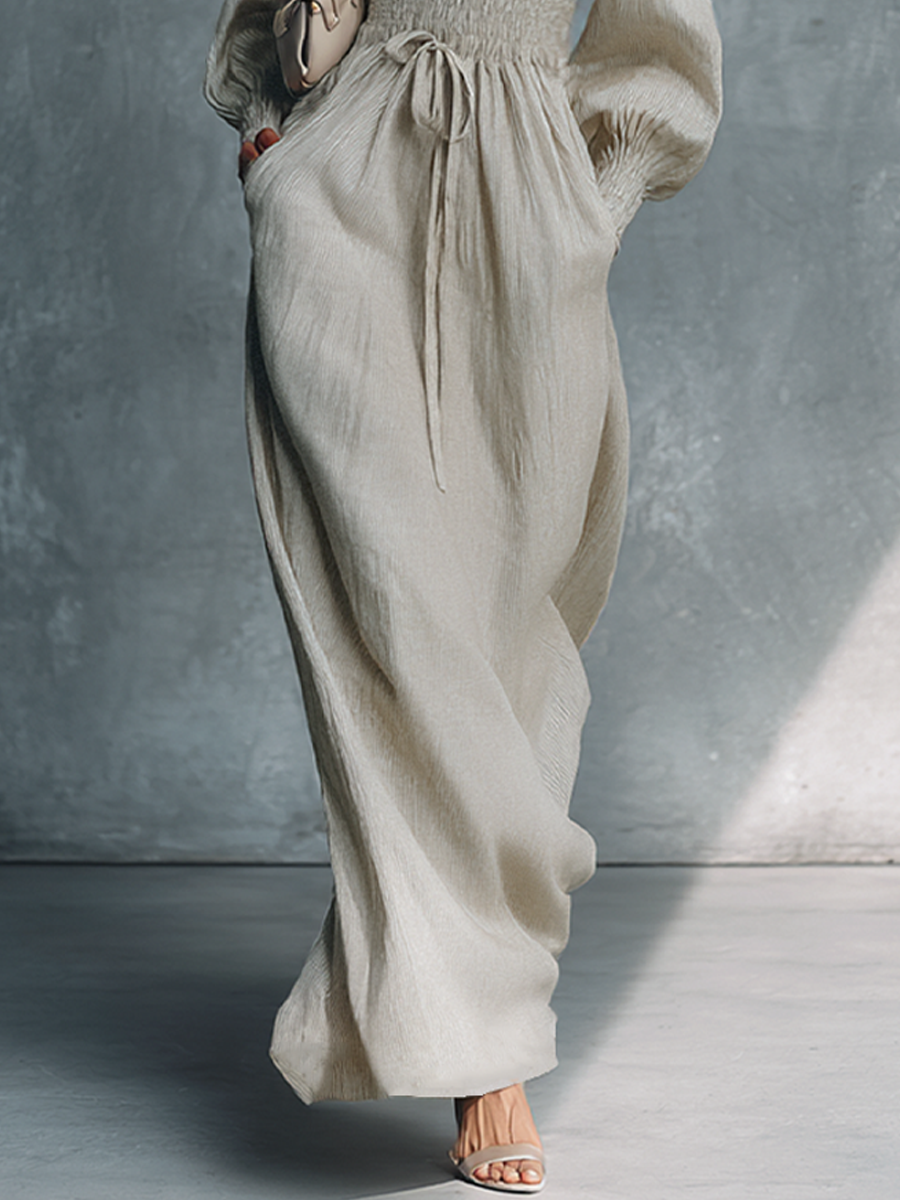 June | Beige Cotton Linen Striped