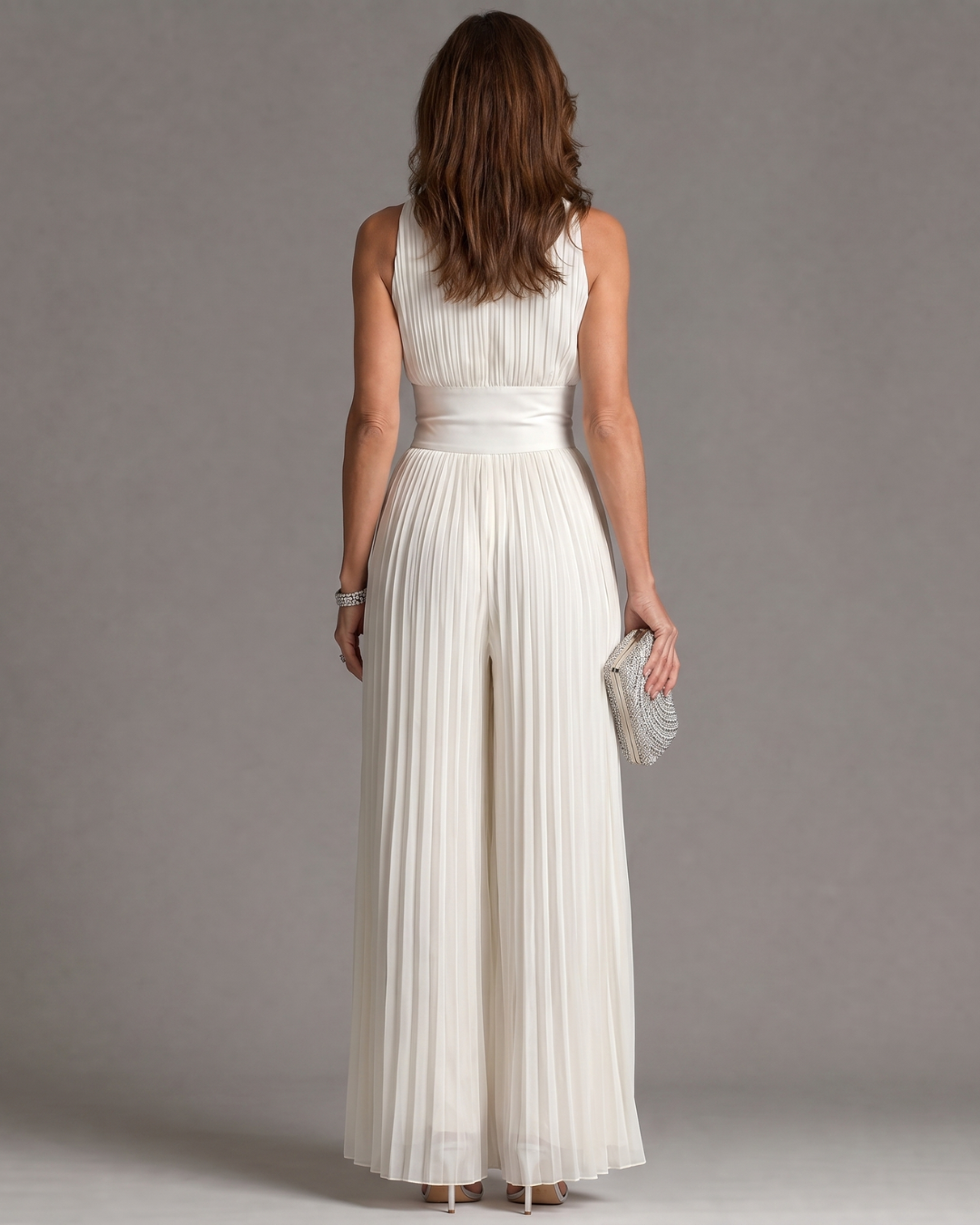 ZARIKA | Pleated Halterneck Wide-Leg Jumpsuit