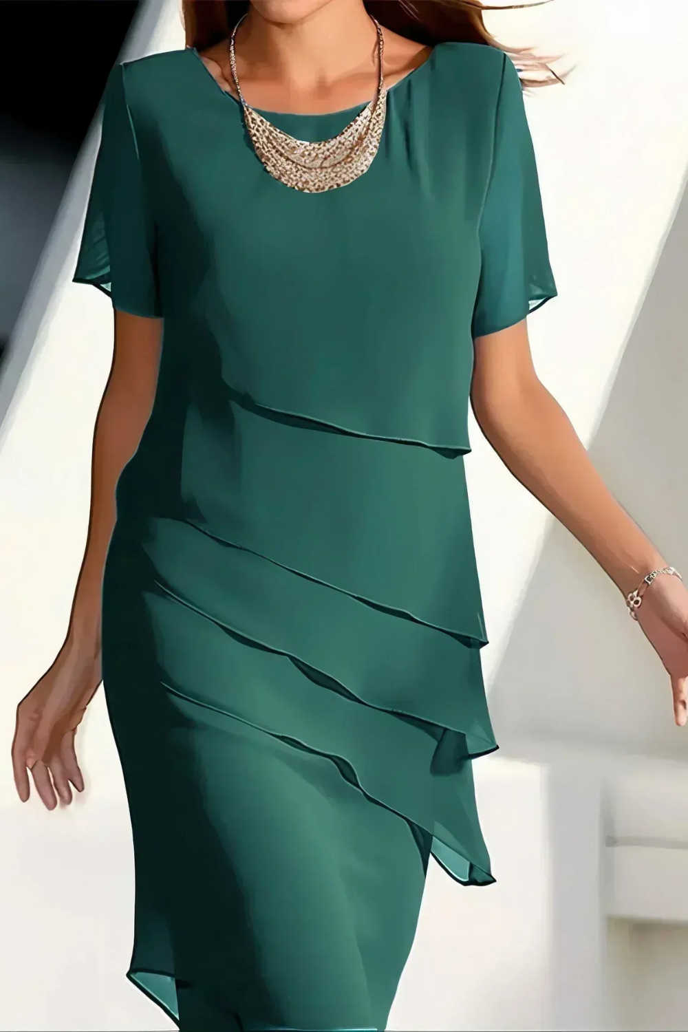 Linda | Elegant Comfort Ruffle Dress