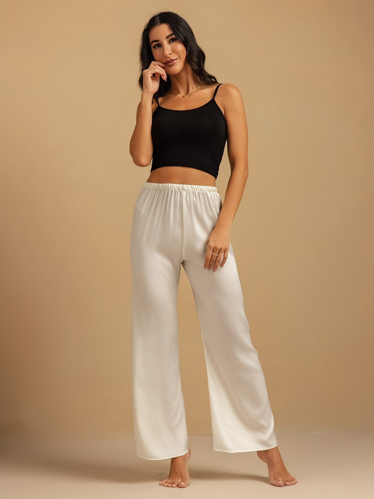 Clare | Wide-Leg Silk Trousers