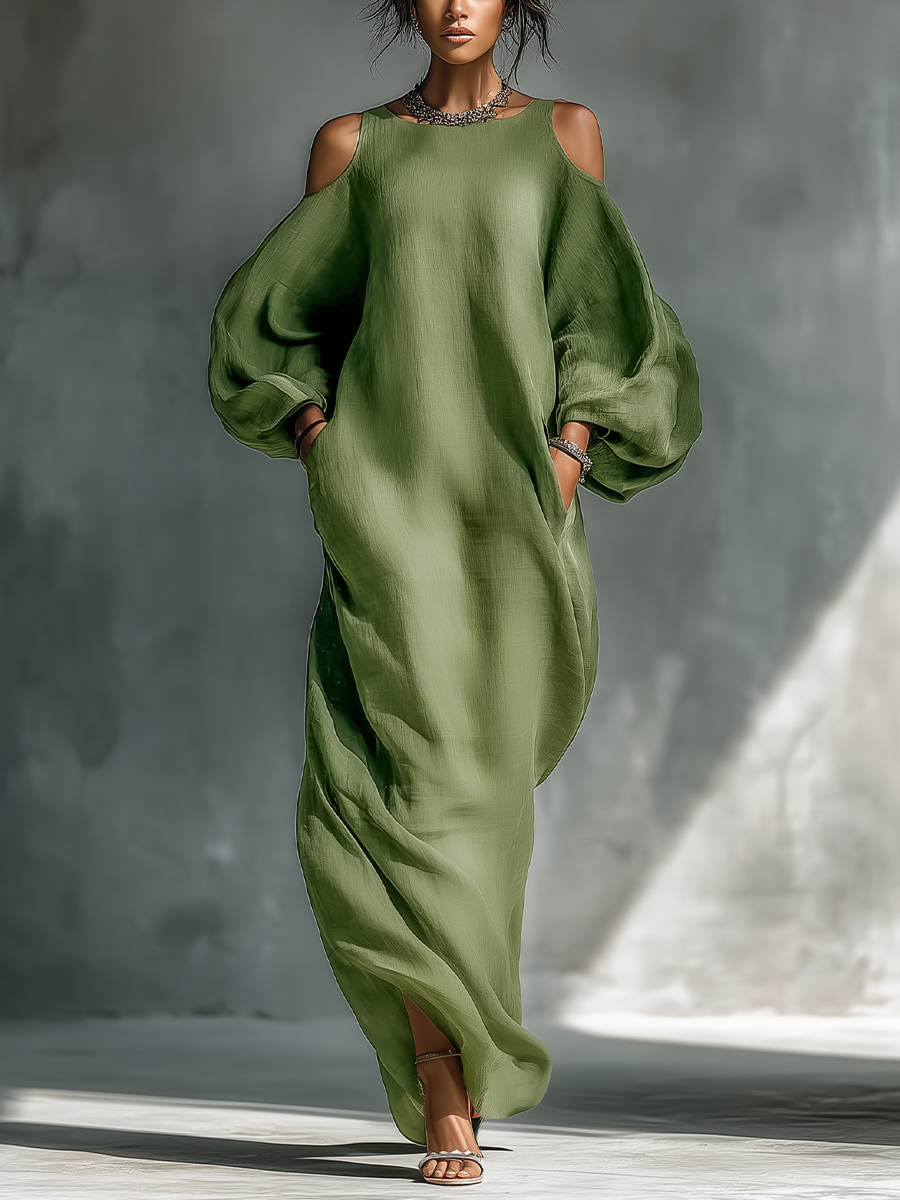 Gina | Light Green Cold-Shoulder Maxi