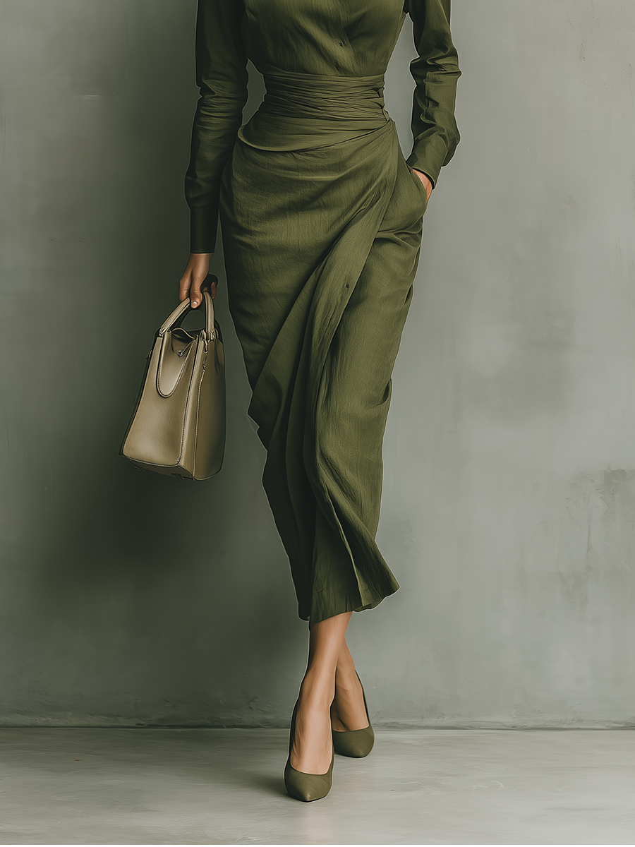 Scarlett | Army Green Cotton Blended
