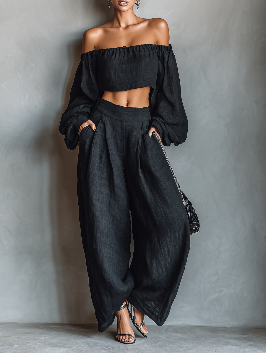 Eliza | Linen Blend Strapless Long-sleeved