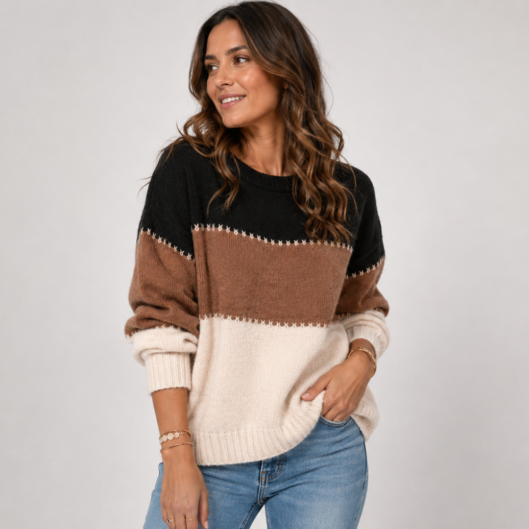 Elise Moretti | Colour Block Knit Sweater For Women
