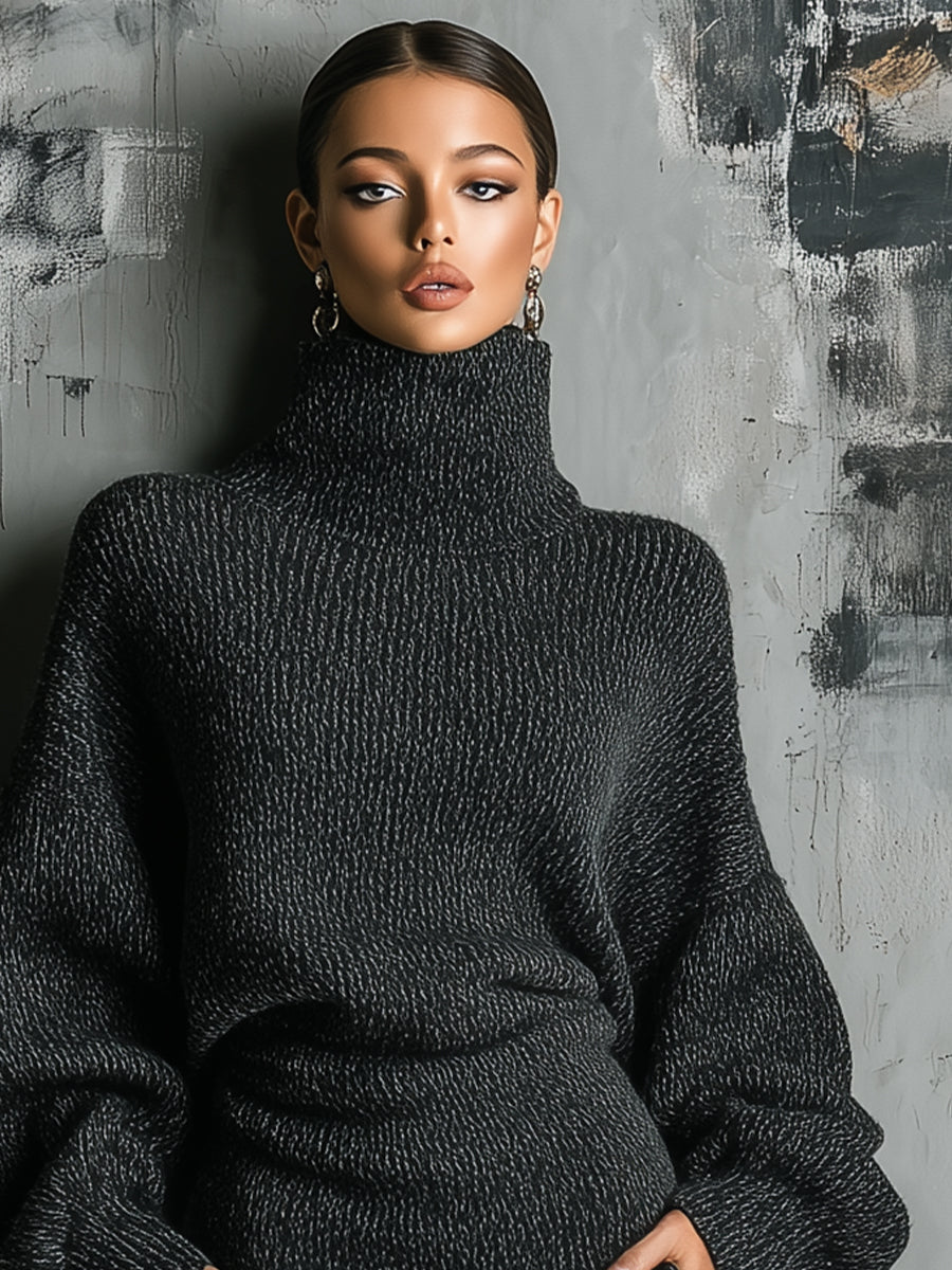 Rosa | Charcoal Chic Knit Turtleneck