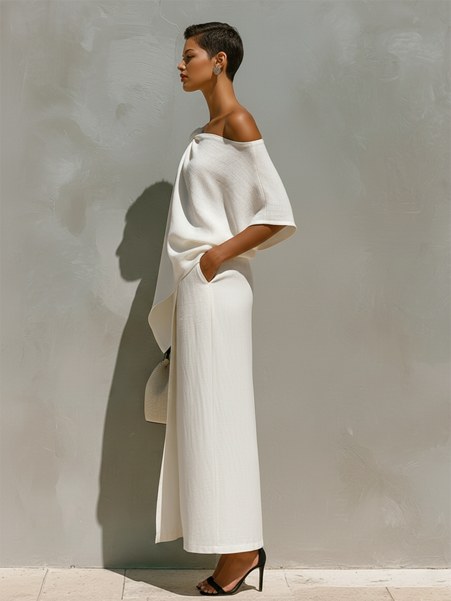 Carmen | White Linen Set One-Shoulder