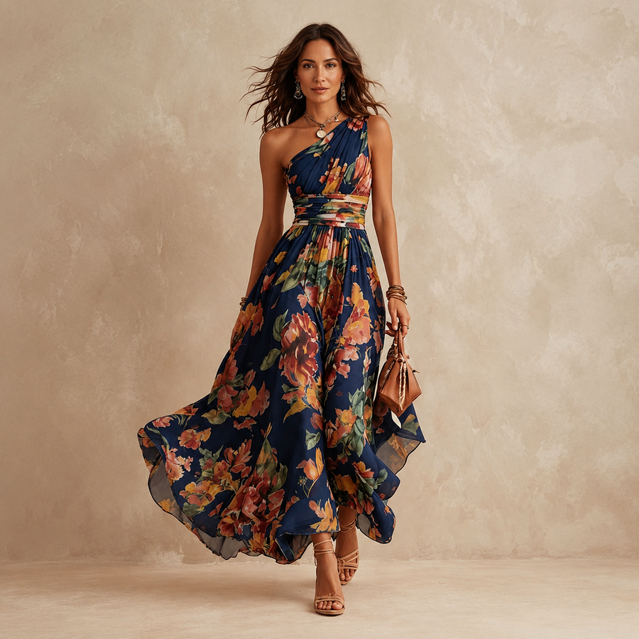 Celeste | One-Shoulder Floral Maxi