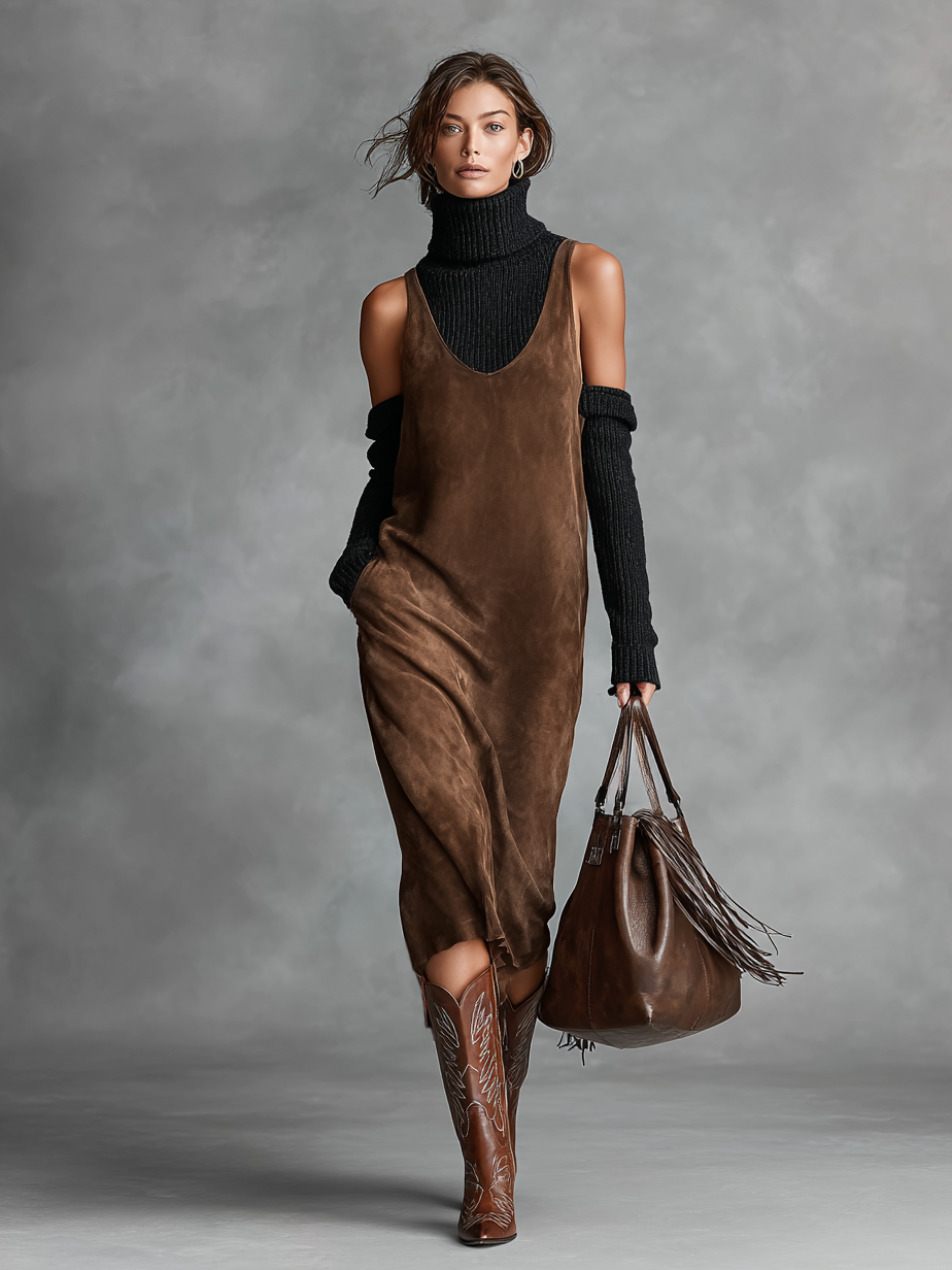 Sofia | Retro Simple Suede U-Neck