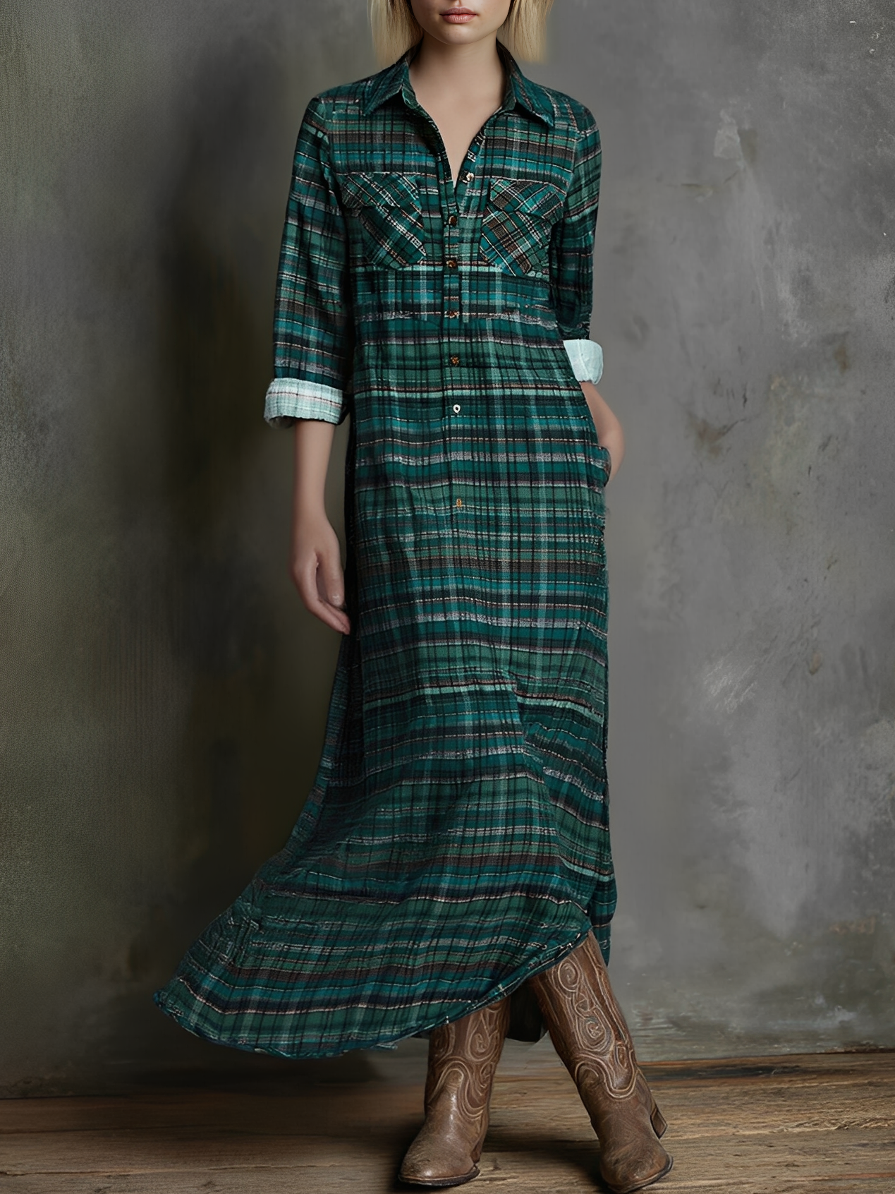 Billie | Plaid Print Long-sleeved Shirt