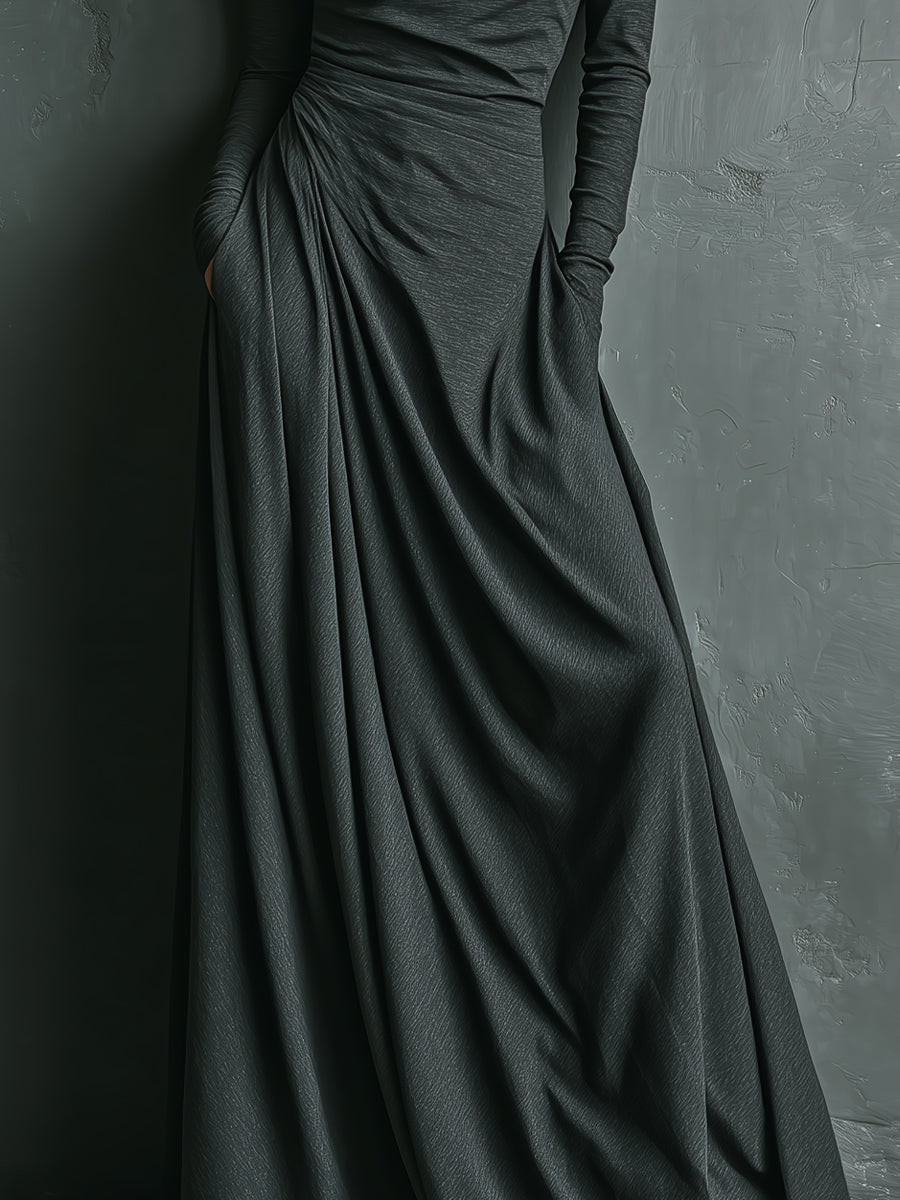 Rosie | Charcoal Elegant Stretch Polyester-Cotton